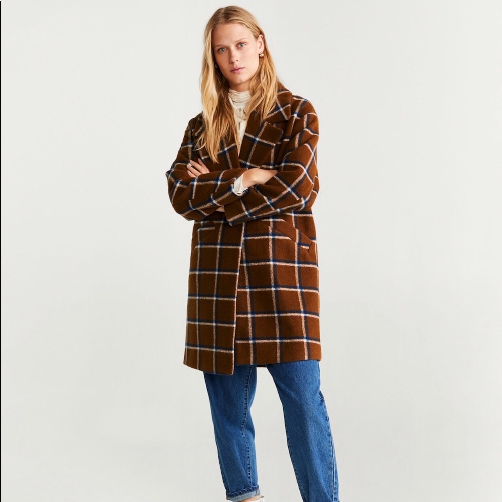NWOT Mango plaid / check coat